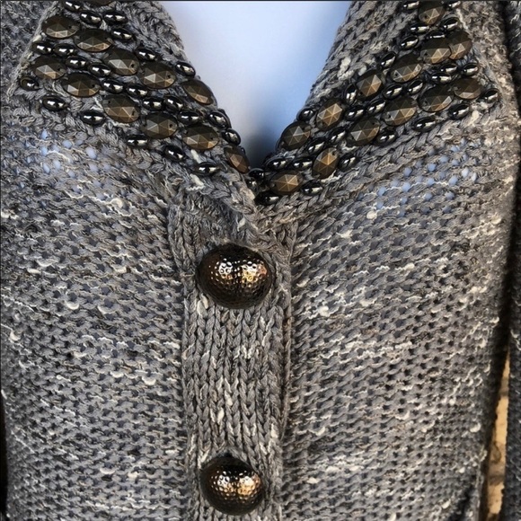 BCBGMaxazria Gray Beaded Dress Coat Small - Picture 5 of 9